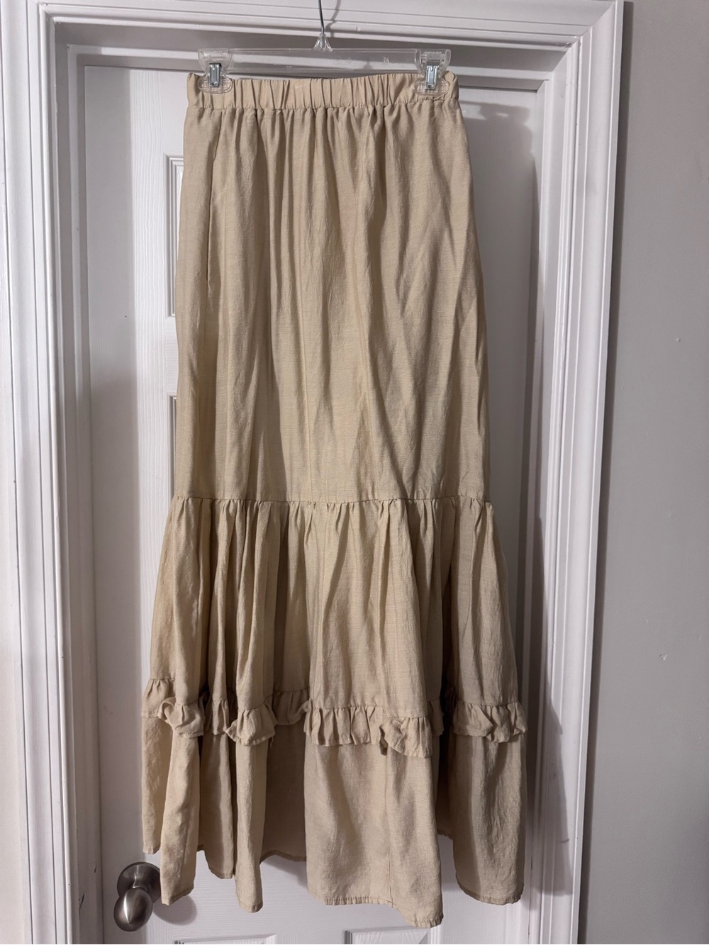 Beige Ruffle Tiered Maxi Skirt - The Main Street Exchange
